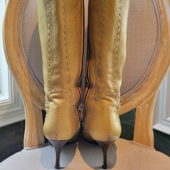 Vintage-FENDI Selleria GOLD leather boots - Picture 2 of 12